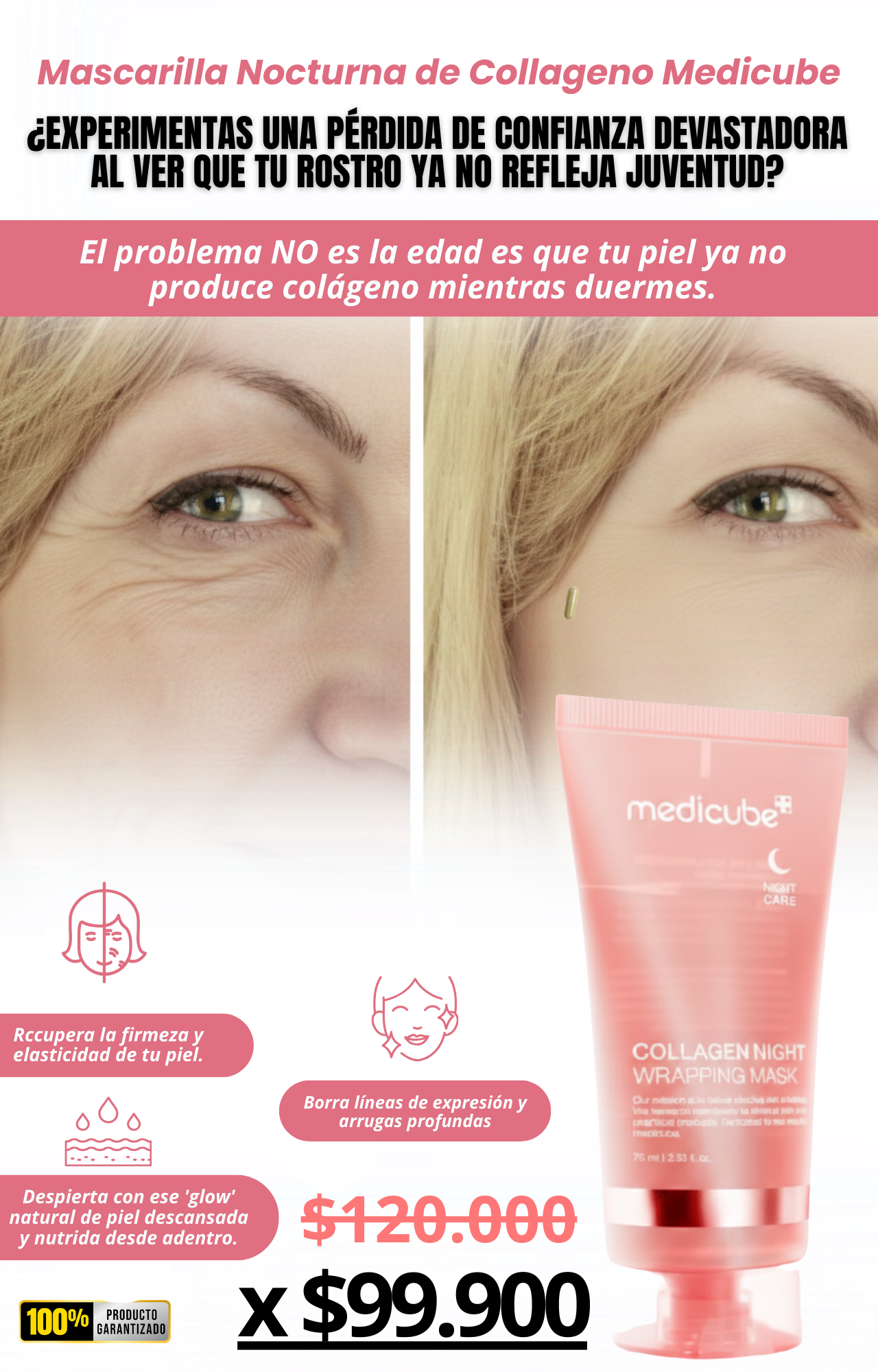 Mascarilla de collageno Medicube |  Despierta con la piel que tenías hace 15 años