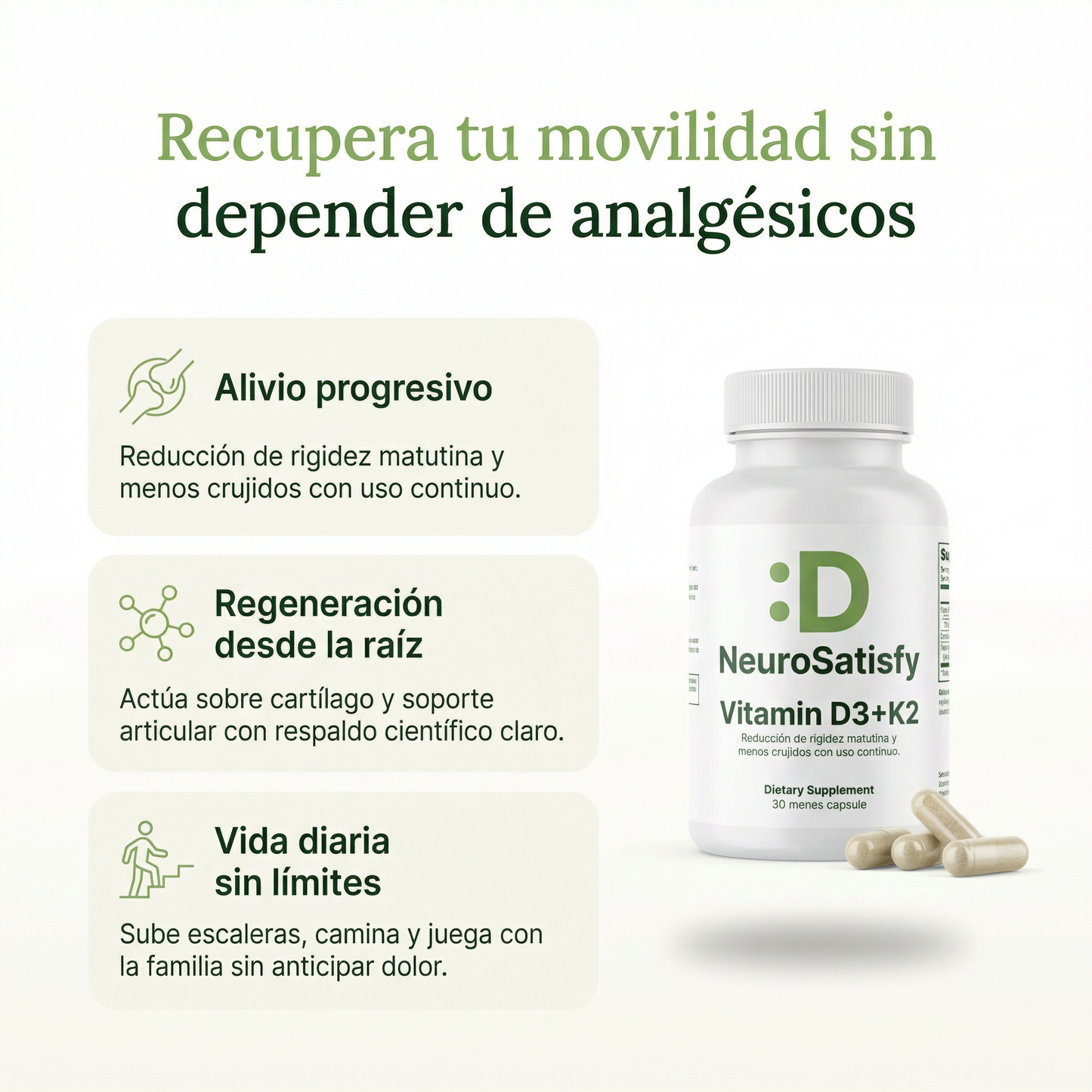 Vitamina D3 + K2 | Aliviate del dolor en la rodilla, las articulaciones y Manos